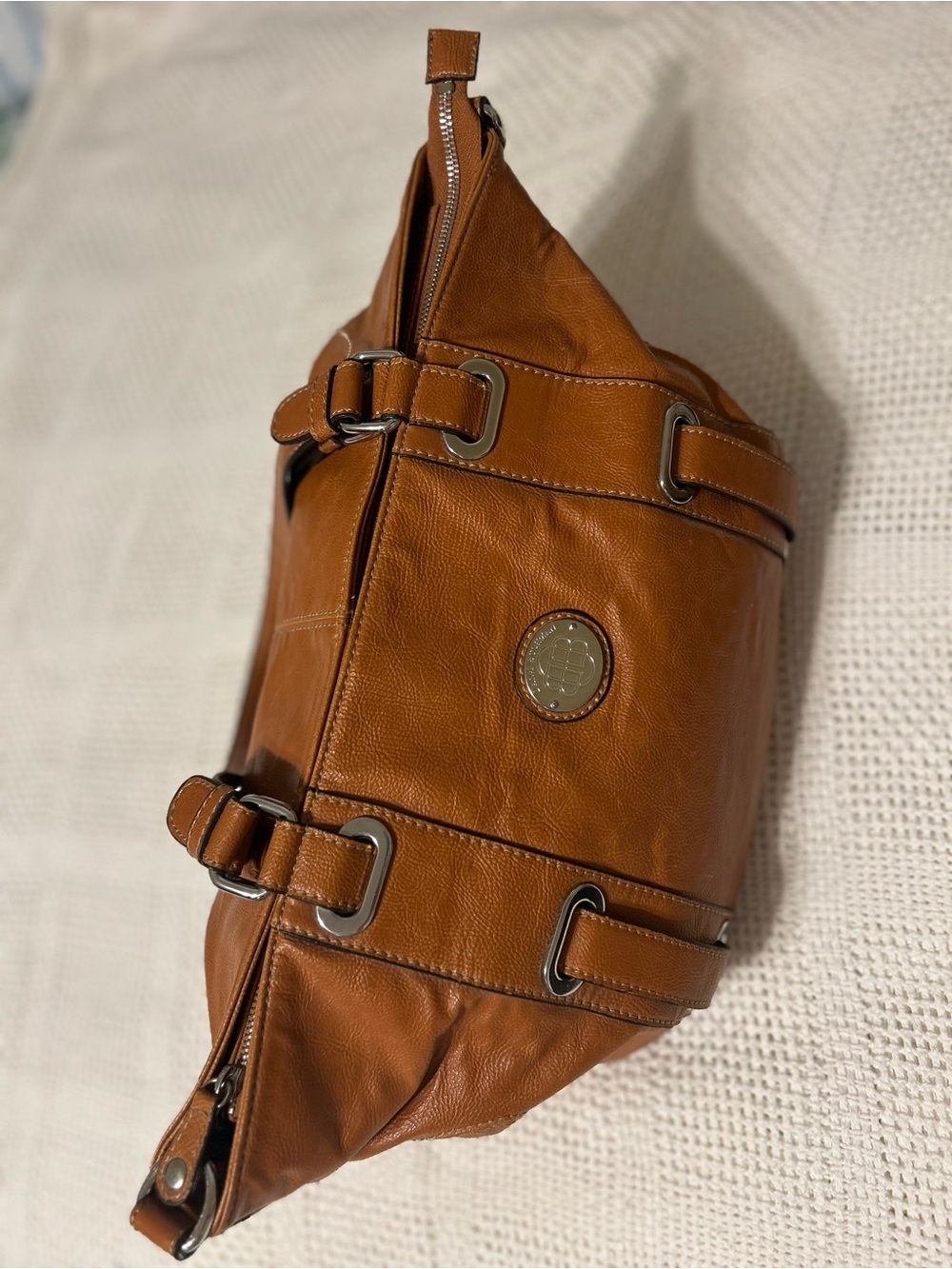 Dana Buchman Cognac Leather Shoulder Tote